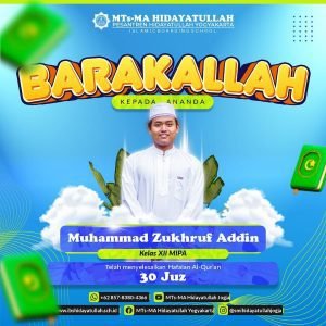 Muhammad Zuhruf Addin, santri Pesantren Hidayatullah Jogja, berhasil menyelesaikan hafalan Al-Qur'an sebanyak 30 juz
